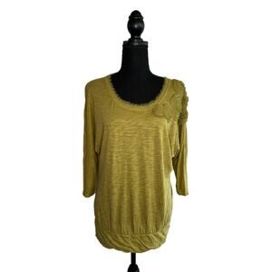 Lauren Conrad Women’s Green 3/4 Sleeve Blouse, Small, Pre-owned